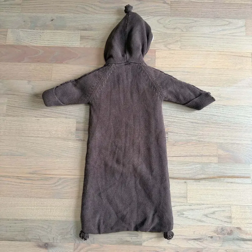 Gap Ado(RED) Brown Knit Baby Wearable Blanket Bunting Sack Hooded 6-12 Months